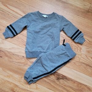 Splendid Baby Crewneck Sweatsuit Sweatshirt Jogger Grey Black 3-6 Months NWOT